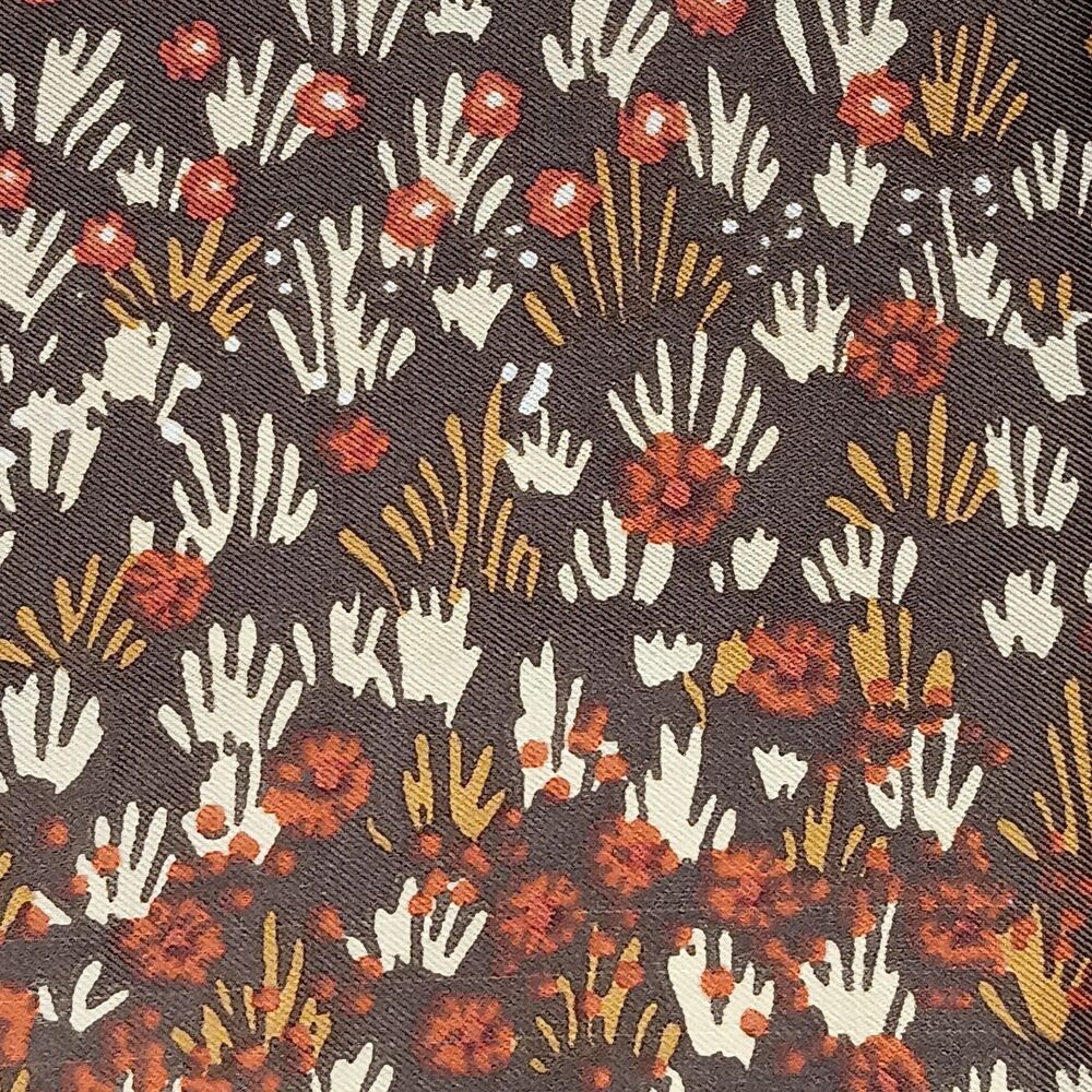 VTG Mr Emperor Square Scarf Brown Rust Tan Floral Botanical Abstract Italy 26x26 - Picture 4 of 13